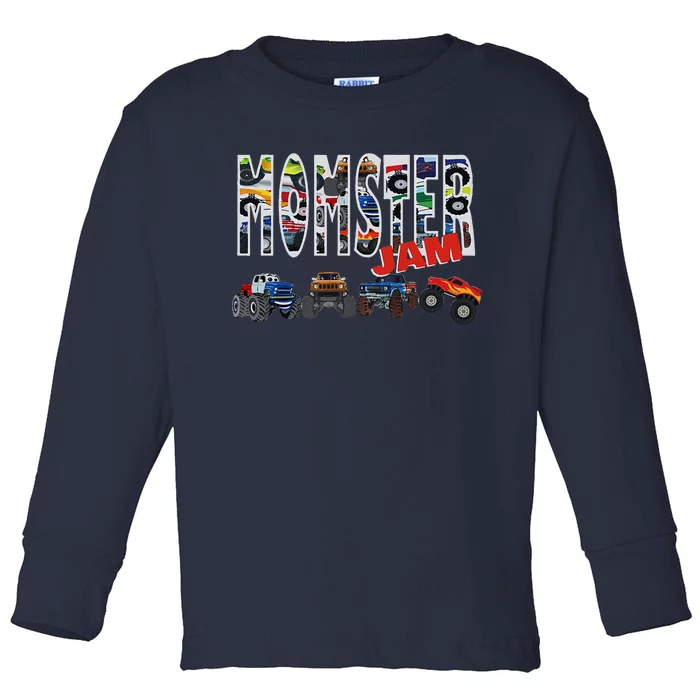 Monster Truck Jam Mom Momster Boy Mama Birthday Mothers Day Toddler Long Sleeve Shirt