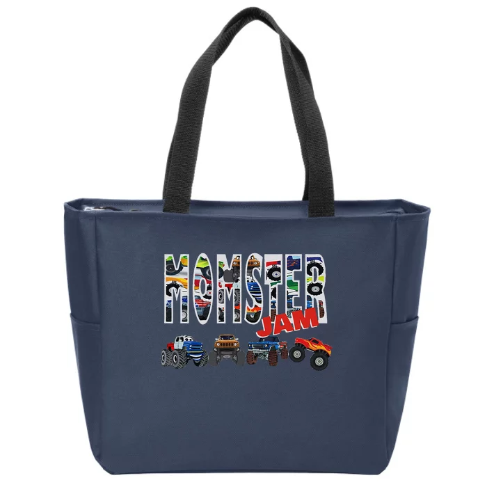 Monster Truck Jam Mom Momster Boy Mama Birthday Mothers Day Zip Tote Bag