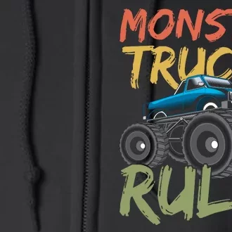 Monster Truck Jam Monster Trucks Rule Birthday Boy Gifts Full Zip Hoodie