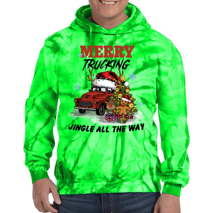 Merry Trucking Jingle All The Way Christmas Tie Dye Hoodie