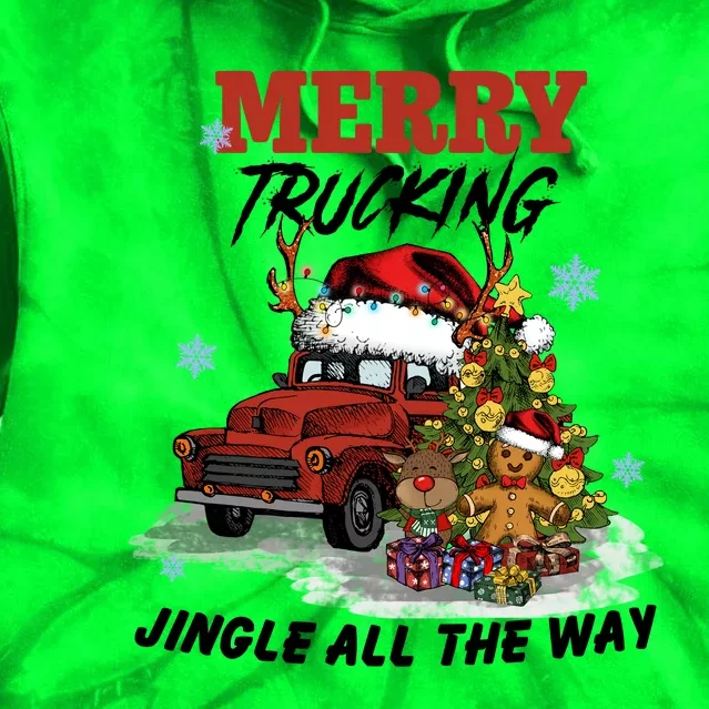 Merry Trucking Jingle All The Way Christmas Tie Dye Hoodie