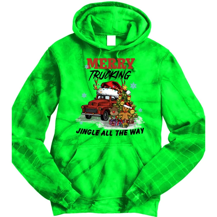 Merry Trucking Jingle All The Way Christmas Tie Dye Hoodie