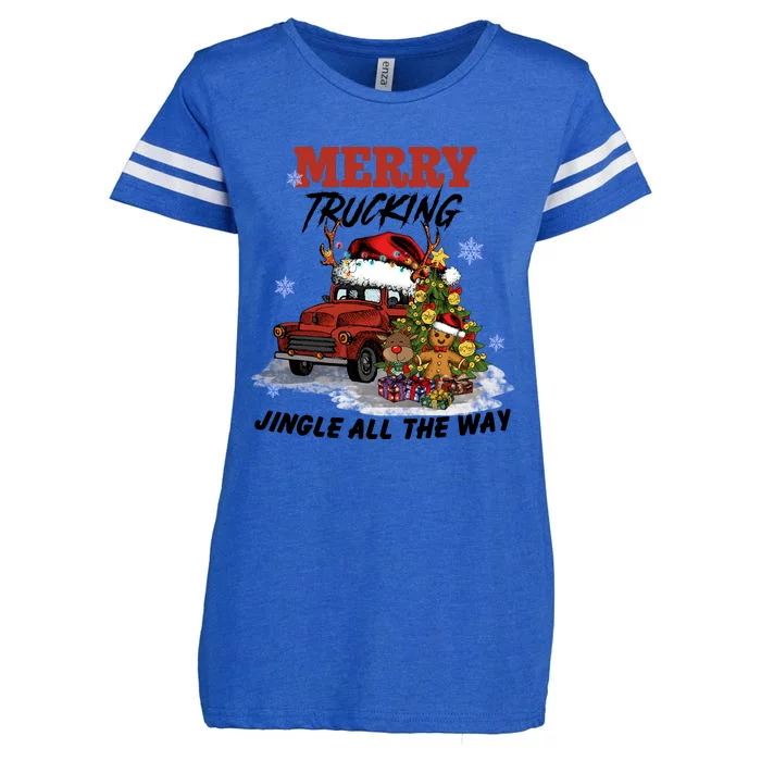 Merry Trucking Jingle All The Way Christmas Enza Ladies Jersey Football T-Shirt