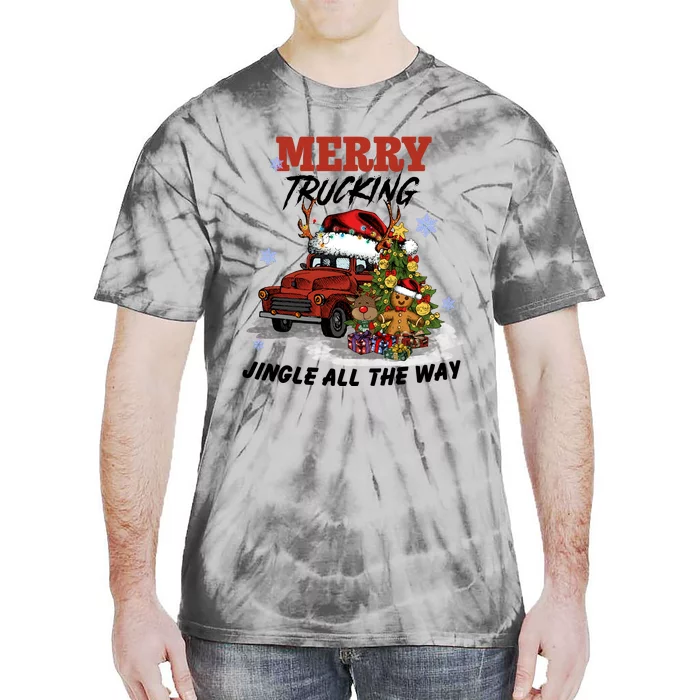 Merry Trucking Jingle All The Way Christmas Tie-Dye T-Shirt