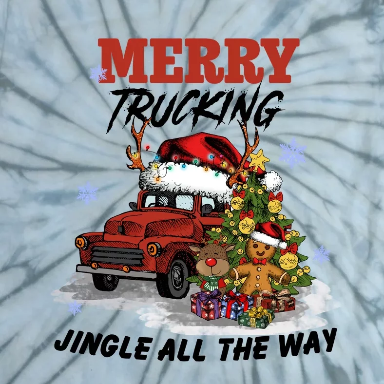 Merry Trucking Jingle All The Way Christmas Tie-Dye T-Shirt