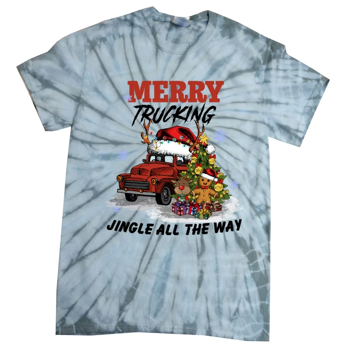 Merry Trucking Jingle All The Way Christmas Tie-Dye T-Shirt