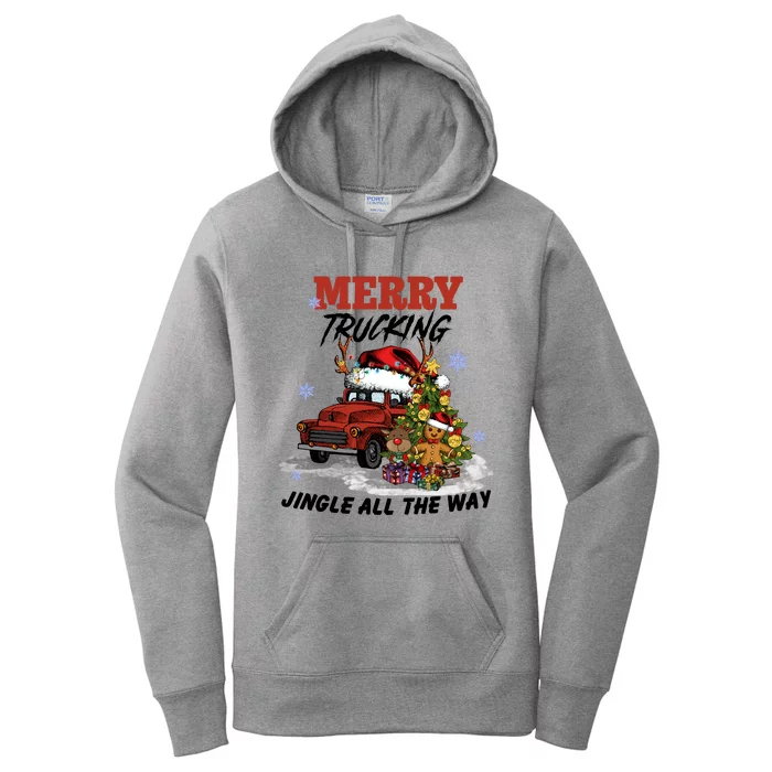 Merry Trucking Jingle All The Way Christmas Women's Pullover Hoodie