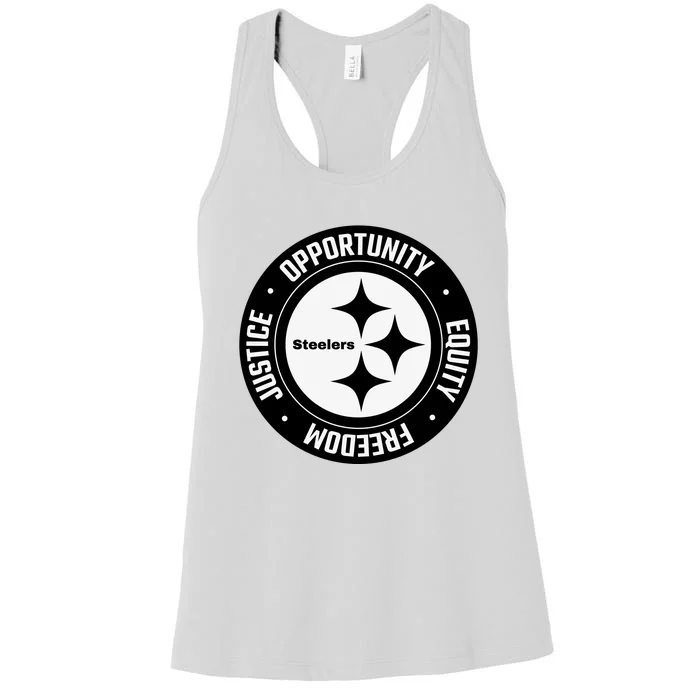 Mike Tomlin Justice Opportunity Equity Freedom Women's Racerback Tank