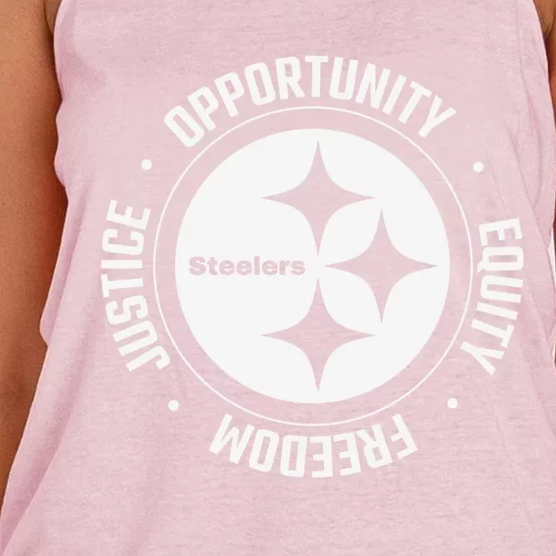 Mike Tomlin Justice Opportunity Equity Freedom Women's Knotted Racerback Tank