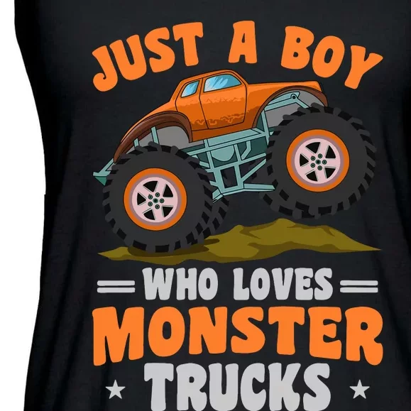 Monster Truck Just A Boy Who Loves Monster Trucks Ladies Essential Flowy Tank