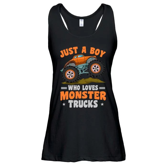 Monster Truck Just A Boy Who Loves Monster Trucks Ladies Essential Flowy Tank