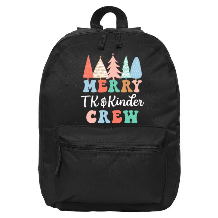 Merry TK & Kinder Crew Kindergarten Teacher Christmas Tree 16 in Basic Backpack