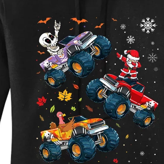 Monster Truck Kids Happy Hallothanksmas Women's Pullover Hoodie