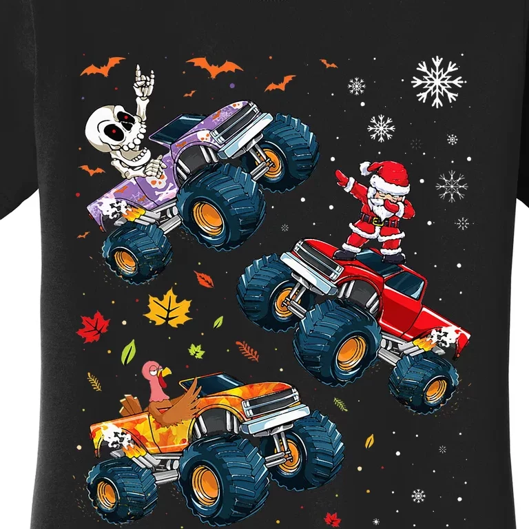 Monster Truck Kids Happy Hallothanksmas Women's T-Shirt