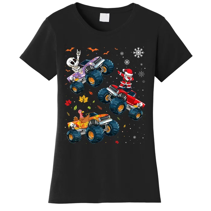 Monster Truck Kids Happy Hallothanksmas Women's T-Shirt