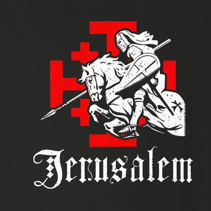 Medieval Templar Knight On War Horse Jerusalem Cross Toddler Long Sleeve Shirt