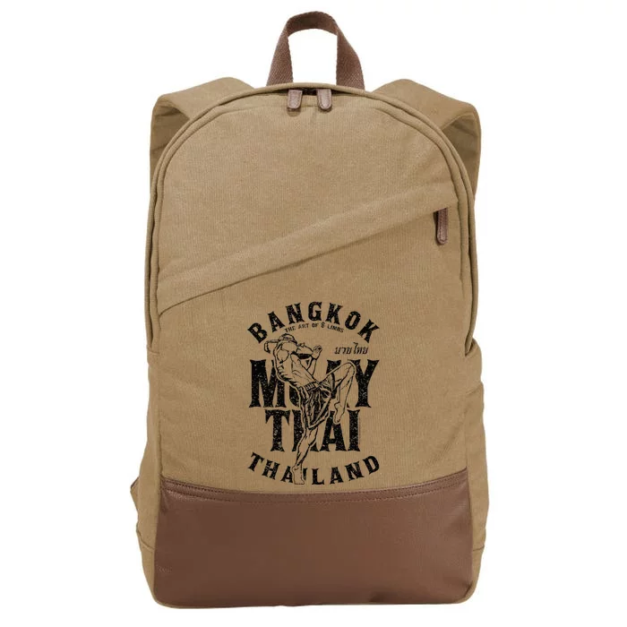 Muay Thai Kickboxing Bangkok Thailand Distressed Graphic Cotton Canvas Backpack