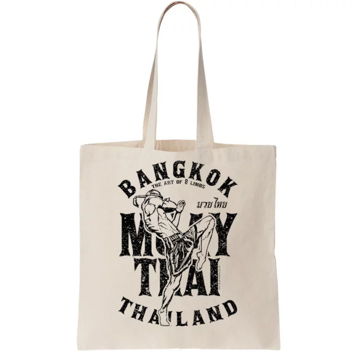 Muay Thai Kickboxing Bangkok Thailand Distressed Graphic Tote Bag