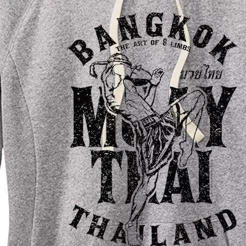 Muay Thai Kickboxing Bangkok Thailand Distressed Graphic Women's Fleece Hoodie