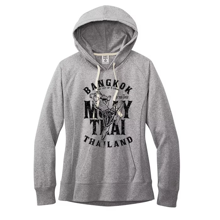 Muay Thai Kickboxing Bangkok Thailand Distressed Graphic Women's Fleece Hoodie