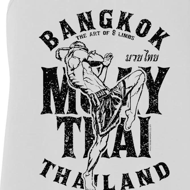 Muay Thai Kickboxing Bangkok Thailand Distressed Graphic Women's Racerback Tank