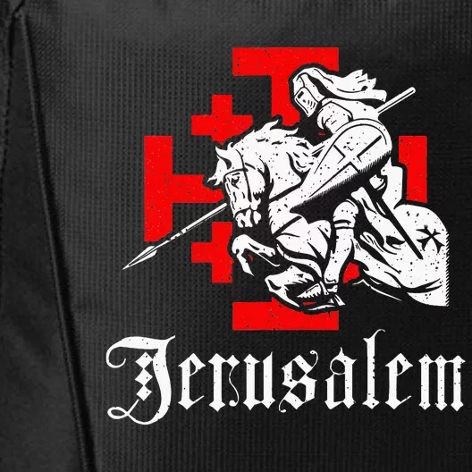 Medieval Templar Knight On War Horse Jerusalem Cross City Backpack