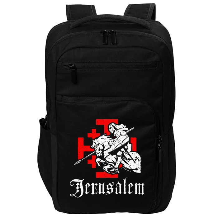 Medieval Templar Knight On War Horse Jerusalem Cross Impact Tech Backpack