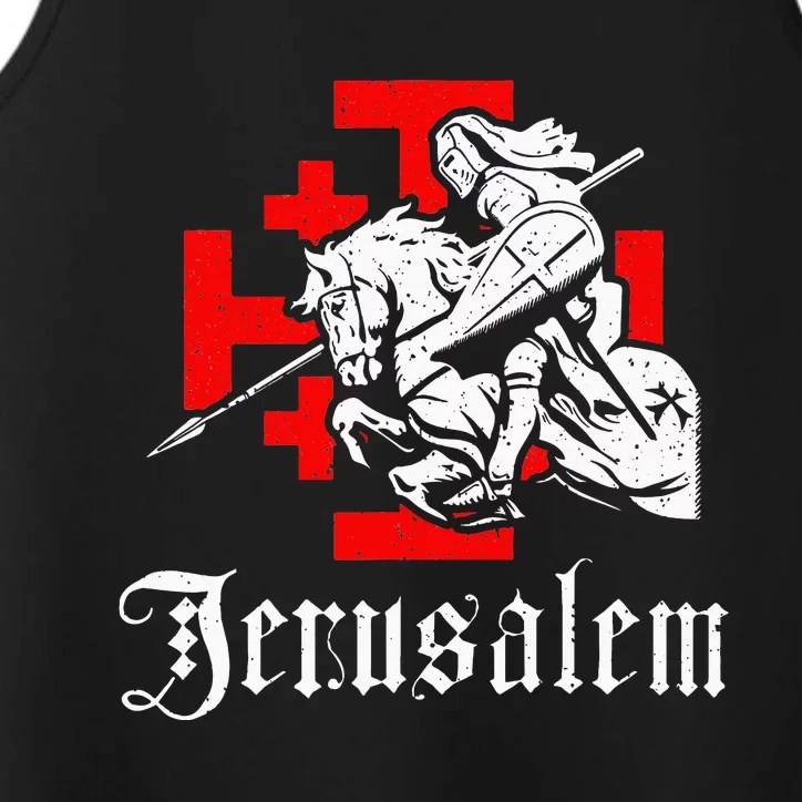 Medieval Templar Knight On War Horse Jerusalem Cross Performance Tank