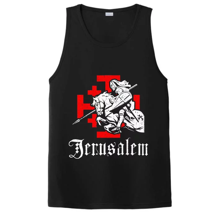 Medieval Templar Knight On War Horse Jerusalem Cross Performance Tank