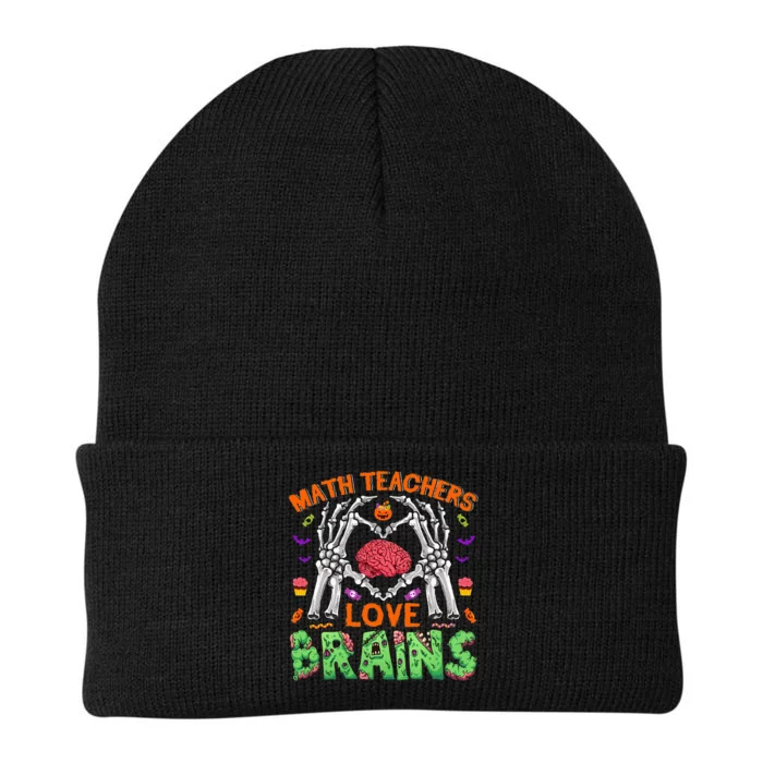 Math Teacher Love Brain Heart Skeleton Hand Zombie Halloween Knit Cap Winter Beanie