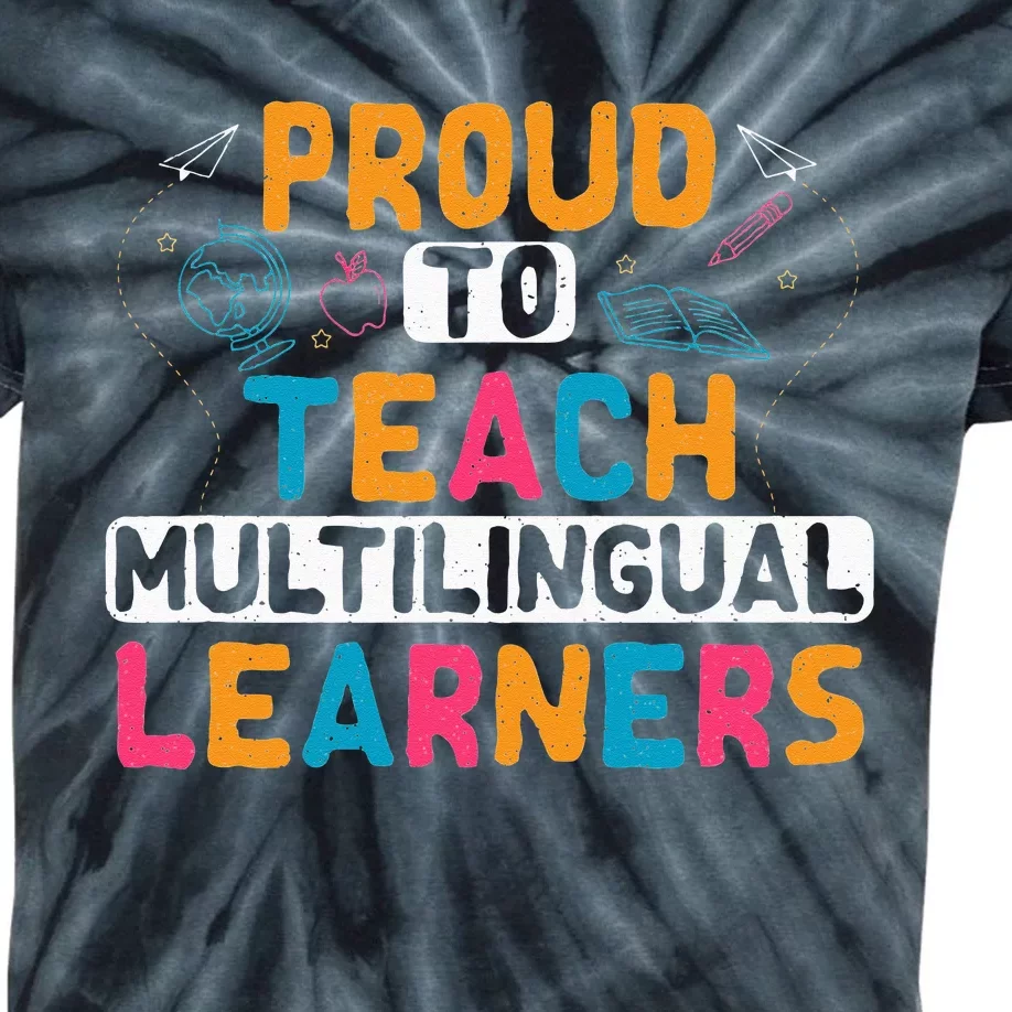 Multilingual Teacher Linguist Language ESL Teaching Kids Tie-Dye T-Shirt