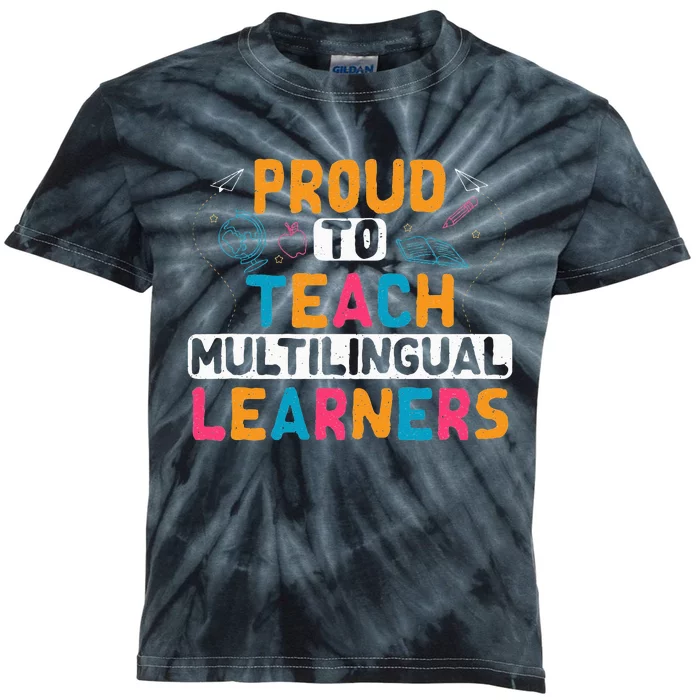 Multilingual Teacher Linguist Language ESL Teaching Kids Tie-Dye T-Shirt