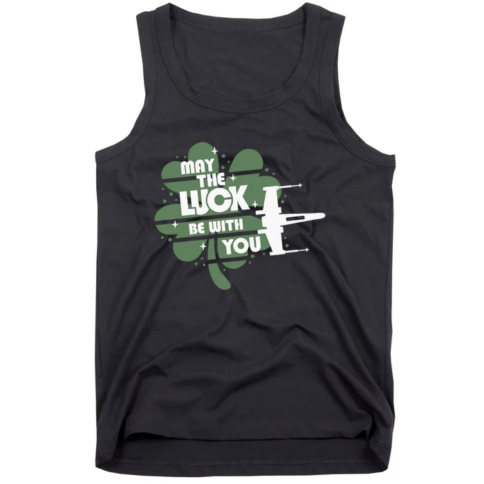 May The Luck Be With You Funny St Patrick's Day Clover Tank Top