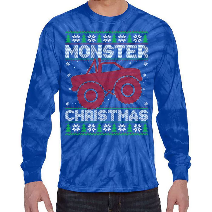 Monster Truck Lover Ugly Monster Truck Christmas Gift Tie-Dye Long Sleeve Shirt