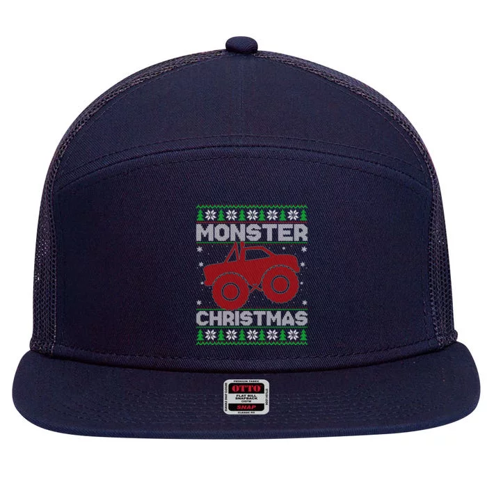 Monster Truck Lover Ugly Monster Truck Christmas Gift 7 Panel Mesh Trucker Snapback Hat