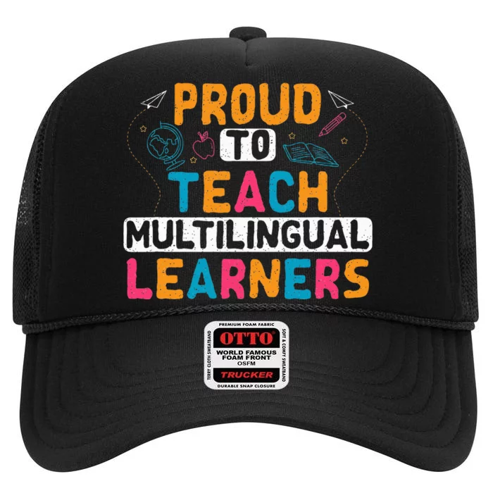 Multilingual Teacher Linguist Language Esl Teaching High Crown Mesh Trucker Hat