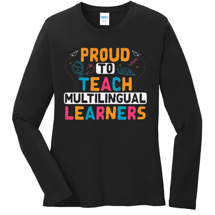 Multilingual Teacher Linguist Language Esl Teaching Ladies Long Sleeve Shirt