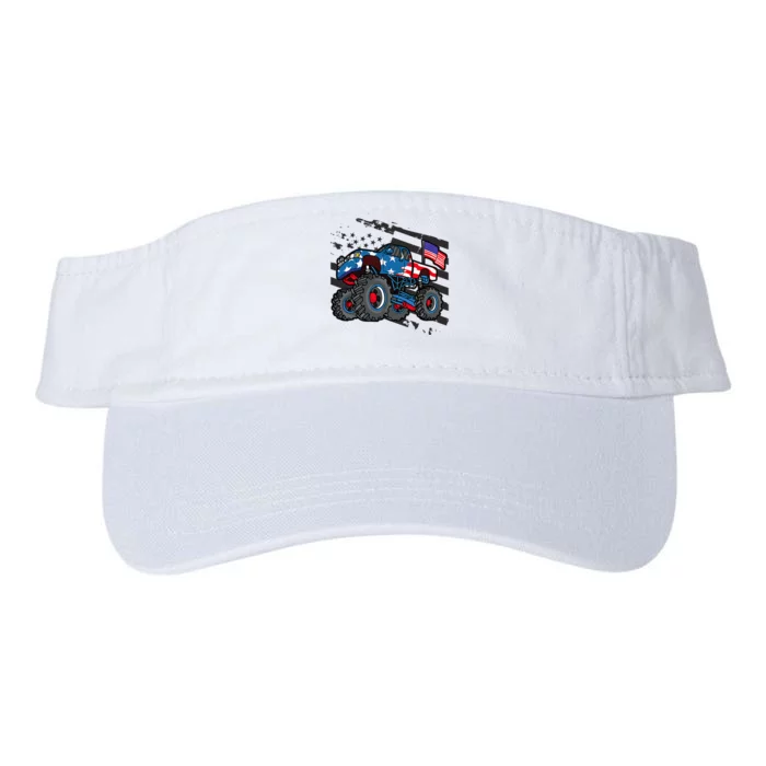 Monster Truck Lover American Flag Racing USA Patriotic Valucap Bio-Washed Visor