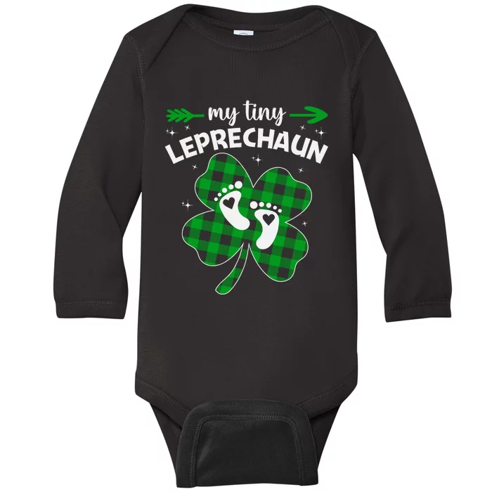 My Tiny Leprechaun Cute Pregnancy Announcement St Patricks Day Baby Long Sleeve Bodysuit