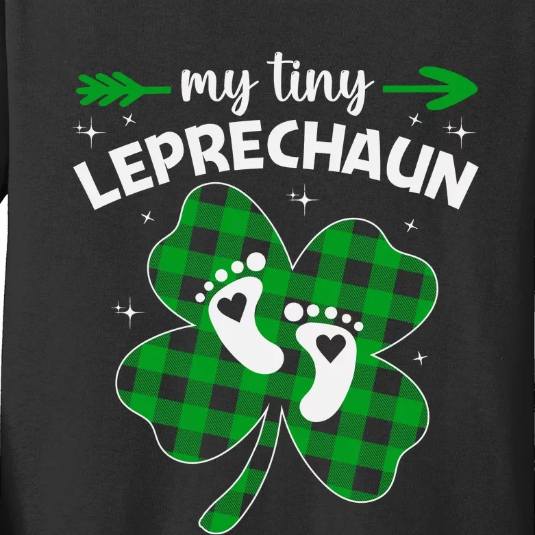 My Tiny Leprechaun Cute Pregnancy Announcement St Patricks Day Kids Long Sleeve Shirt