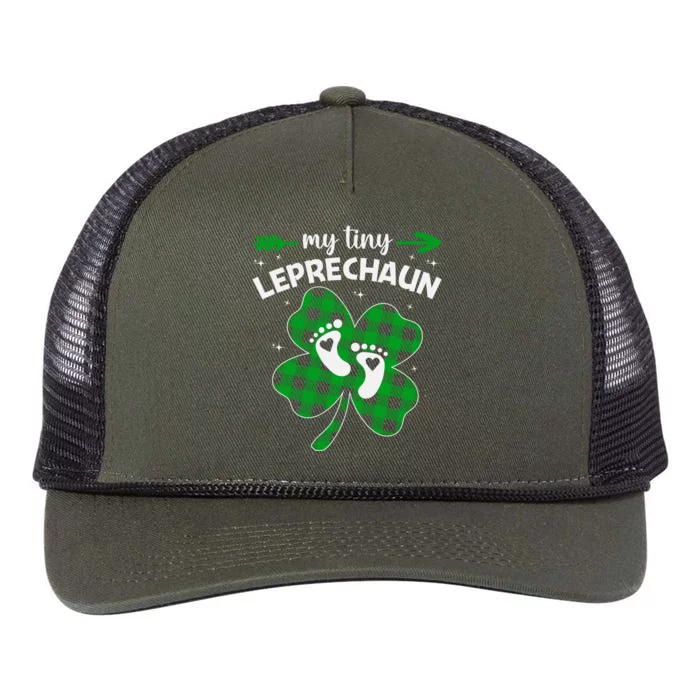 My Tiny Leprechaun Cute Pregnancy Announcement St Patricks Day Retro Rope Trucker Hat Cap