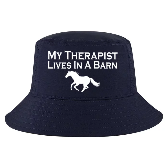 My Therapist Lives In A Barn Horse Lover Cool Comfort Performance Bucket Hat