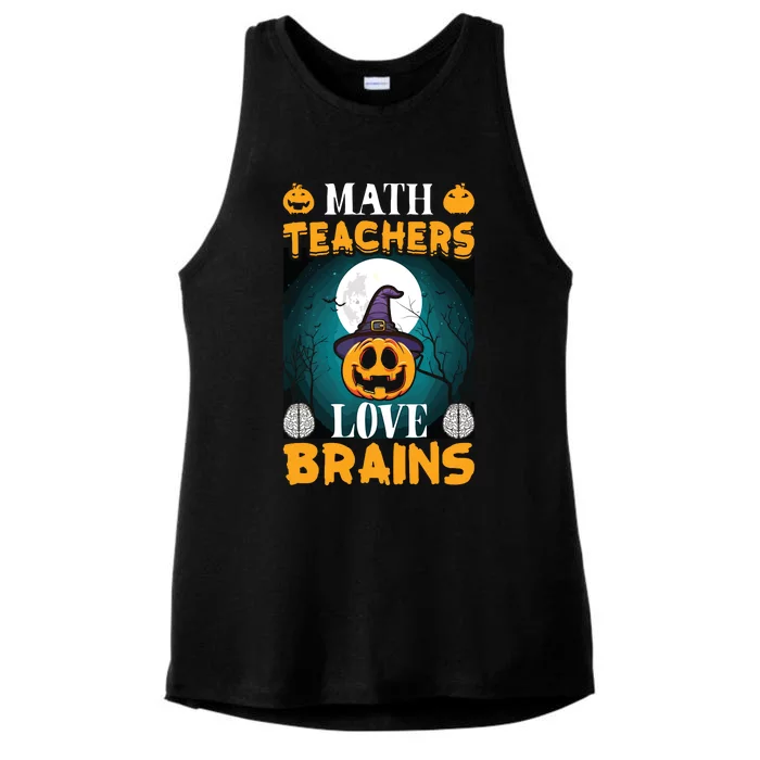 Math Teachers Love Brains Funny Halloween Math Teacher Ladies Tri-Blend Wicking Tank