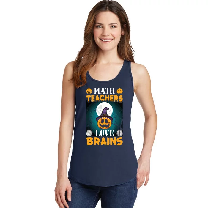 Math Teachers Love Brains Funny Halloween Math Teacher Ladies Essential Tank