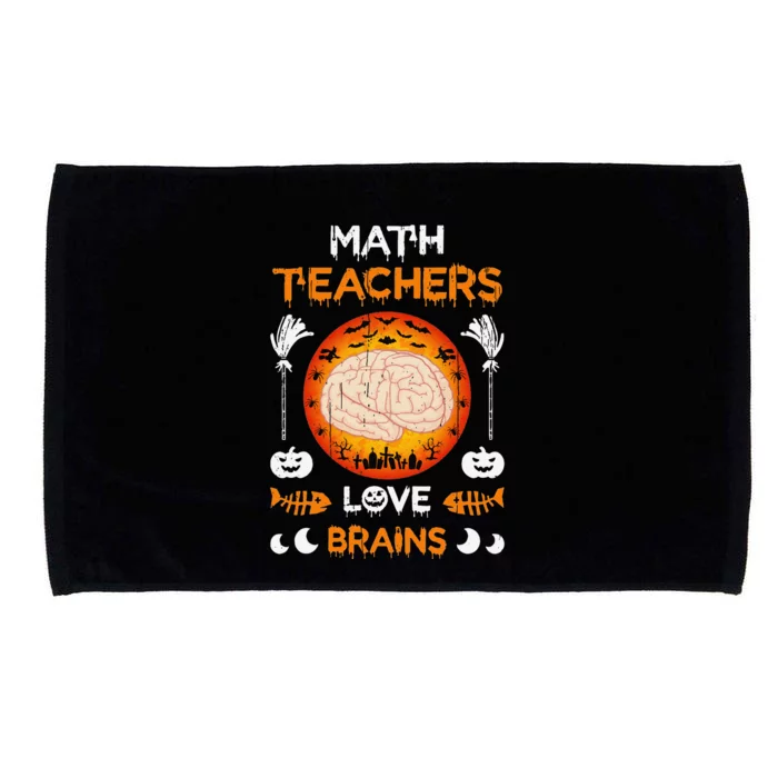 Math Teachers Love Brains Funny Halloween Vintage Microfiber Hand Towel