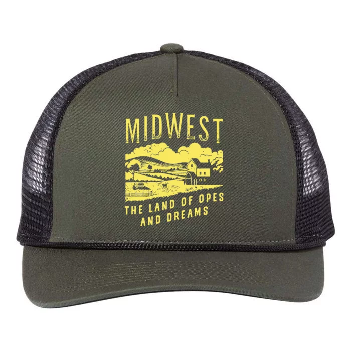 Midwest The Land Of Opes And Dreams Retro Rope Trucker Hat Cap