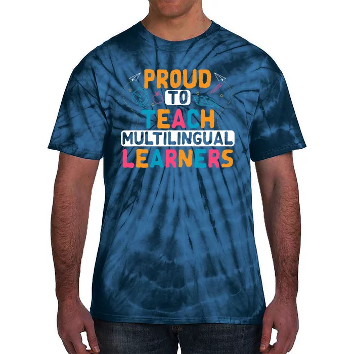 Multilingual Teacher Linguist Language ESL Teaching Tie-Dye T-Shirt