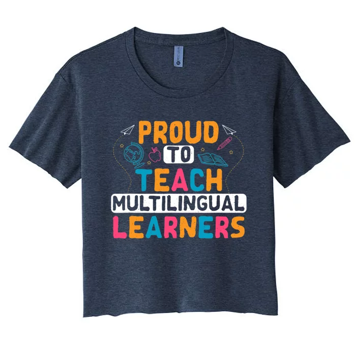 Multilingual Teacher Linguist Language ESL Teaching Women's Crop Top Tee