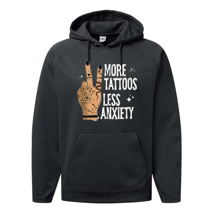 More Tattoos Less Anxiety Sublimation Tattooed Performance Fleece Hoodie