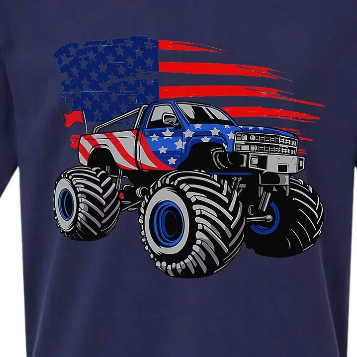 Monster Truck Lover American Flag Racing USA Patriotic Sueded Cloud Jersey T-Shirt